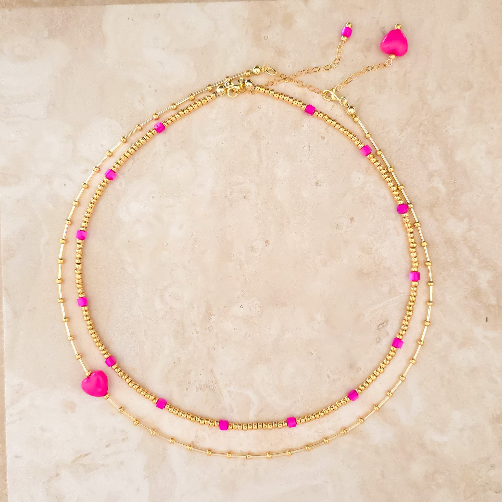 Mila necklace set Pink