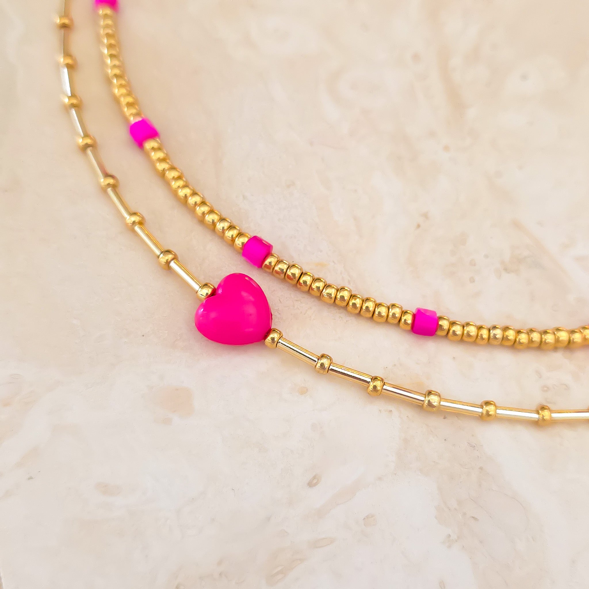Mila necklace set Pink
