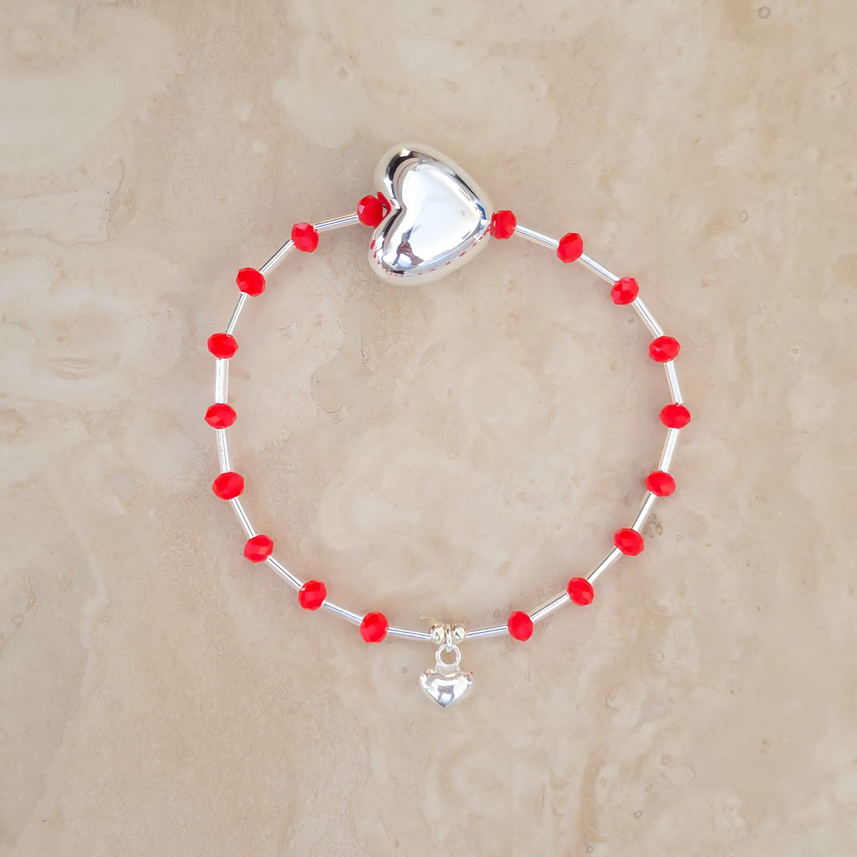 Red Polka Dot Heart silver