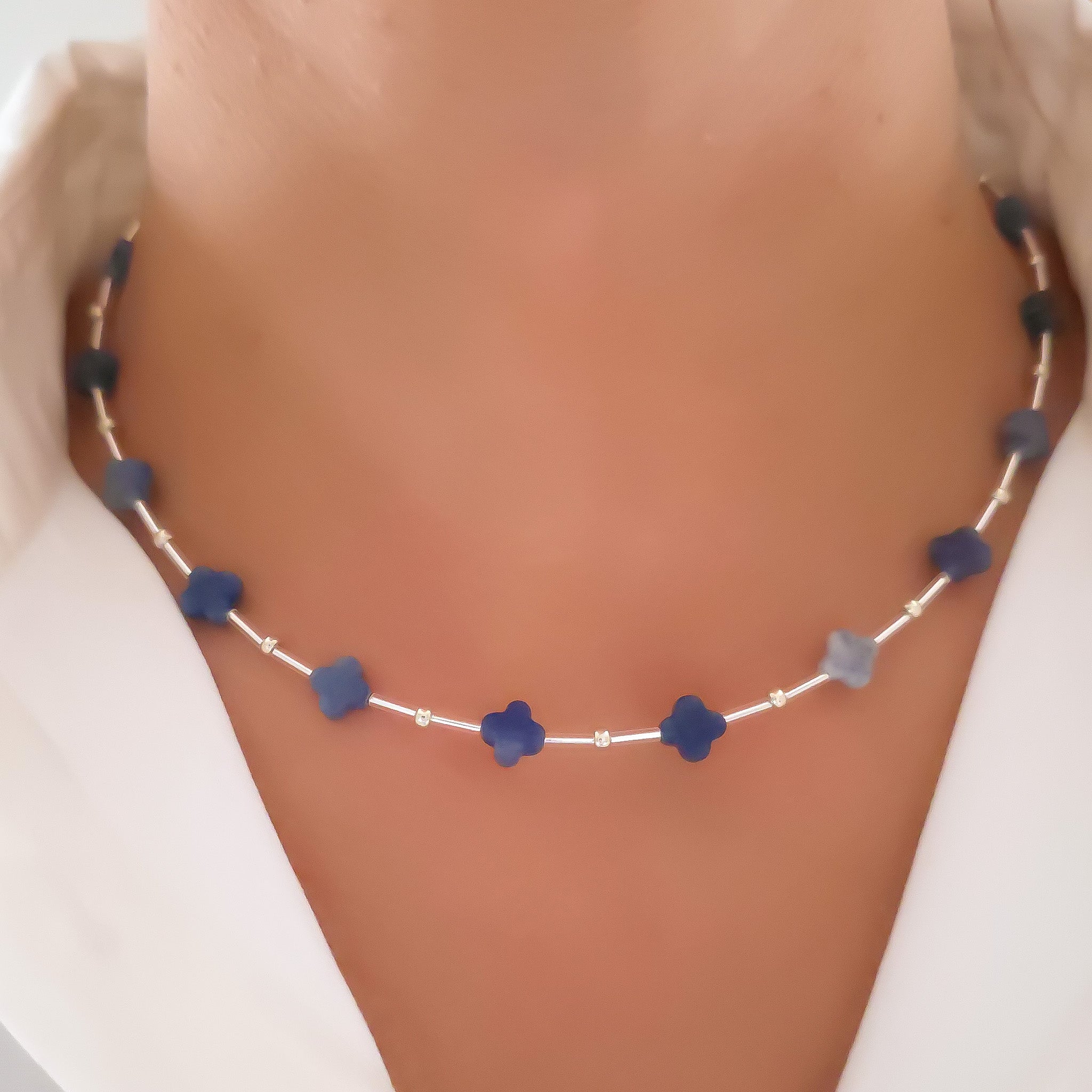 Ora blue silver necklace