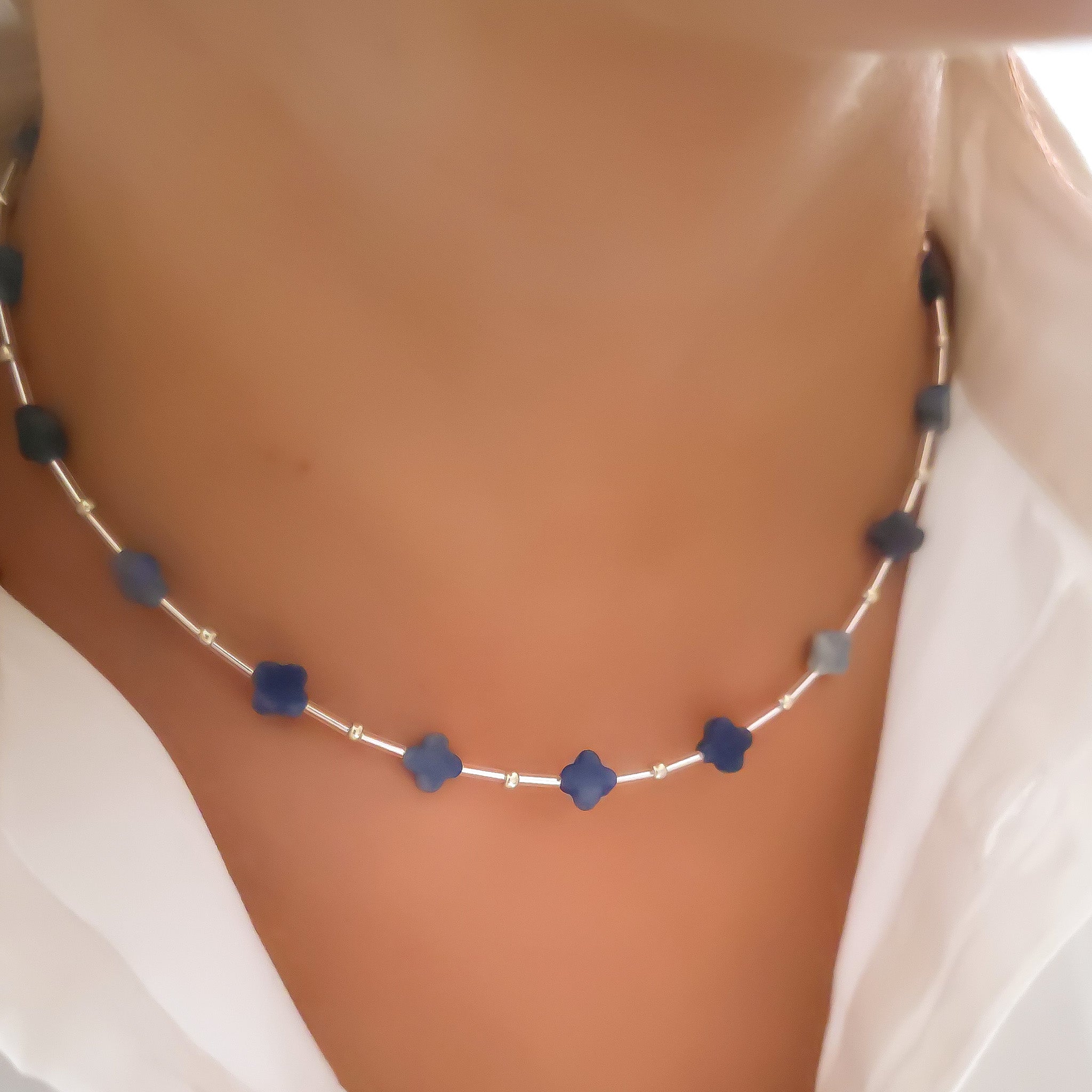 Ora blue silver necklace