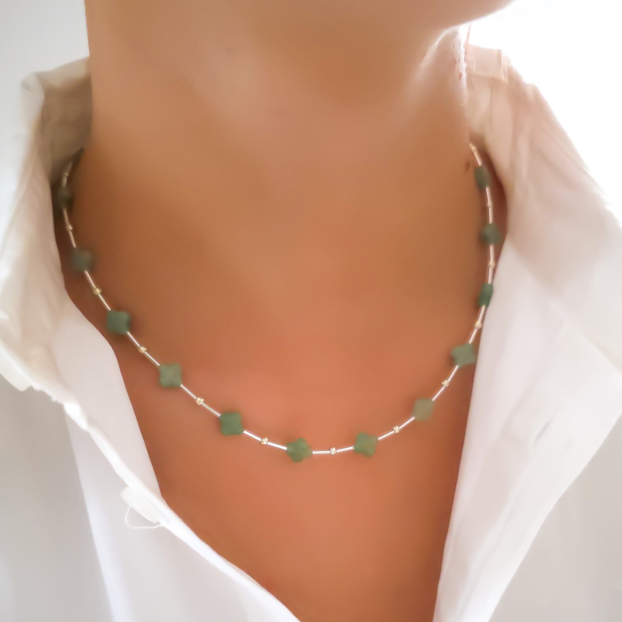 Ora green silver necklace