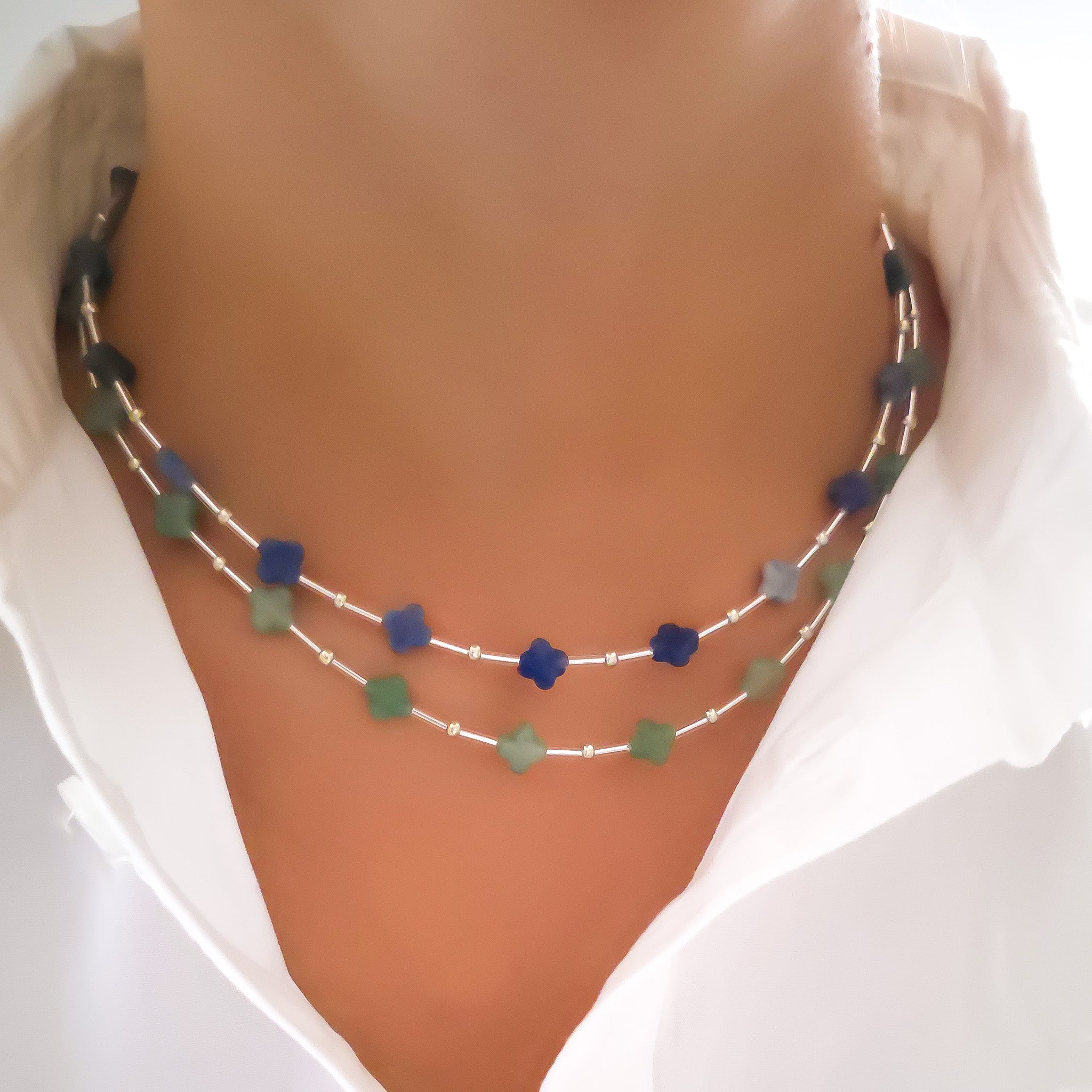 Ora blue silver necklace