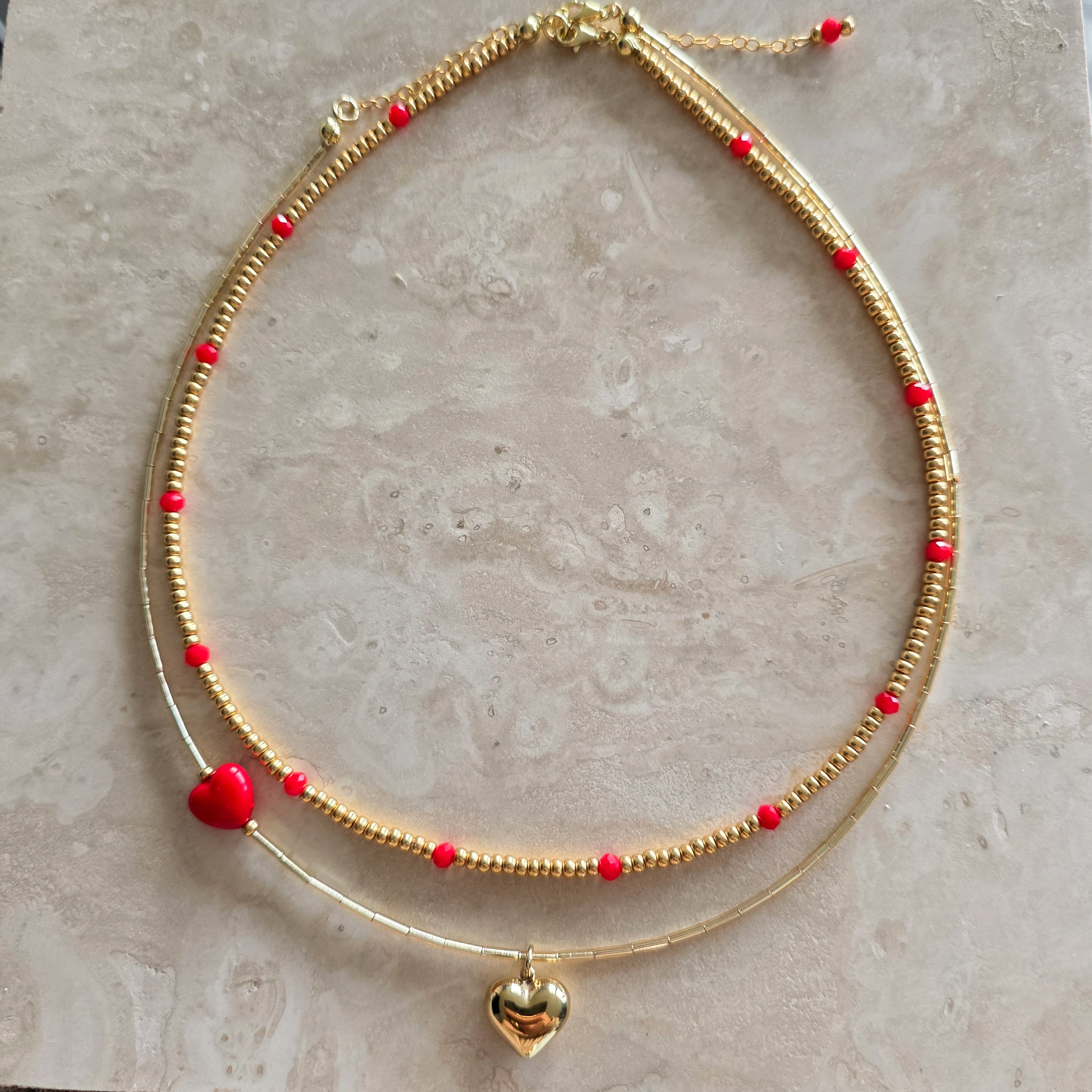 Mila necklace set Red
