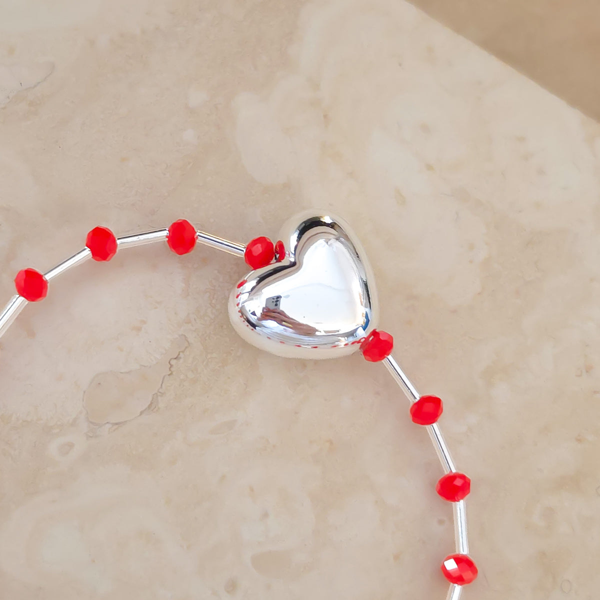 Red Polka Dot Heart silver